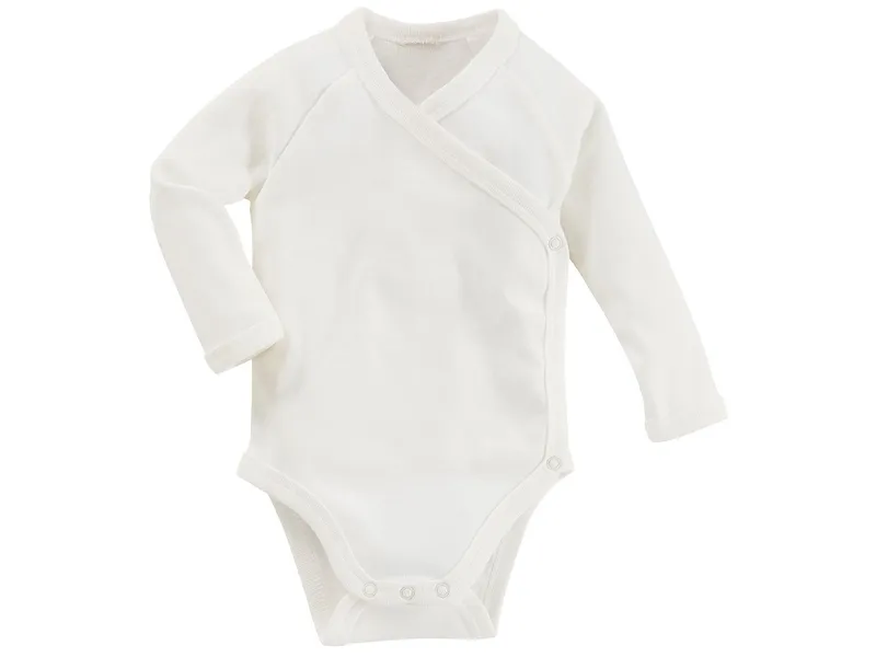 HANS NATUR Baby Wickelbody Langarm Bio Baumwolle off white Gr. 62/68, Weiß, – Produktbild 1 von 2