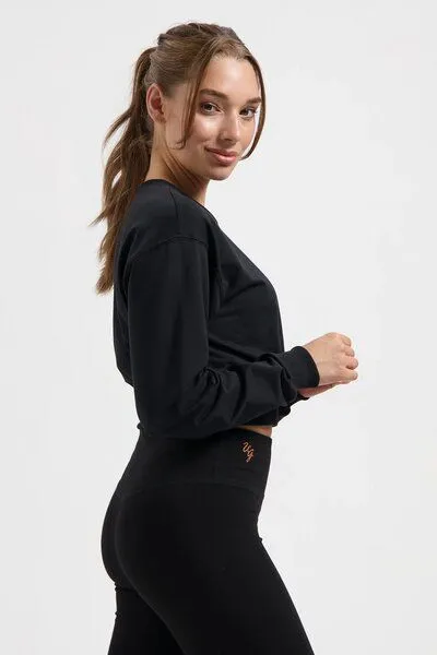 Urban Goddess Urban Goddess Naya Cropped Yoga Longsleeve, Onyx black (schwarz), – Produktbild 2 von 4