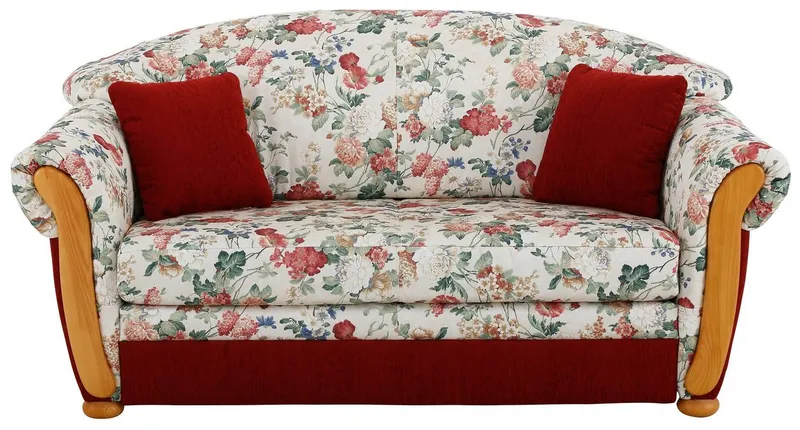Home affaire 2-Sitzer Milano, Schlafsofa im Landhaus-Stil, bequem, Liegefläche 188/124cm, mit Bettfunktion, Rot, – Produktbild 3 von 8