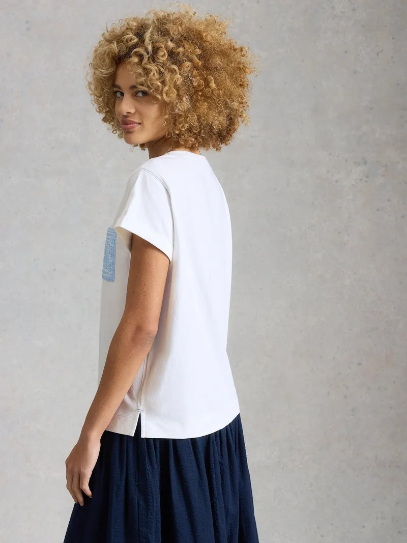 White Stuff T-Shirt Gina mit bestickter Tasche - 42, Weiß multi, – Produktbild 4 von 4