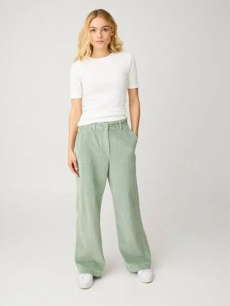KnowledgeCotton Apparel KnowledgeCotton Apparel Entspannte Breitcord Hose BORA aus Bio-Baumwolle, Grün-lily-pad, – Produktbild 1 von 2