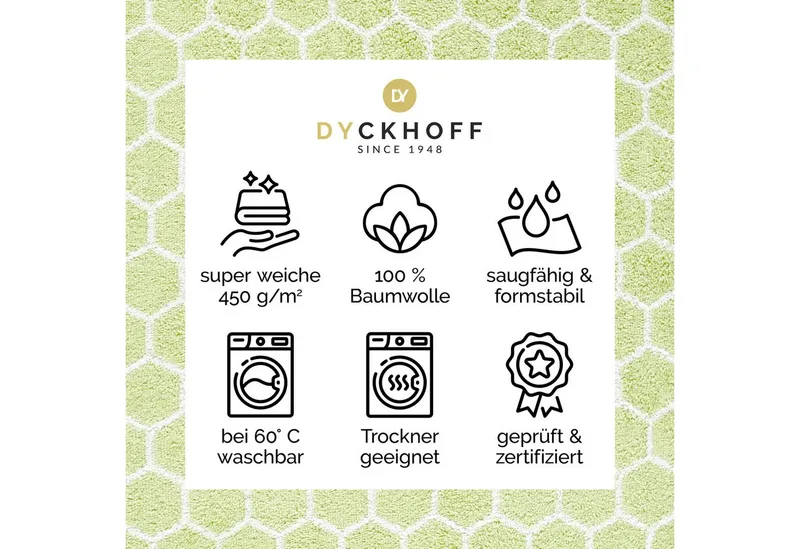 dyckhoff dyckhoff Duschtuch Pure Natural Honey, Frottier (Packung, 1-St), BIO Baumwolle, Grün, – Produktbild 4 von 5