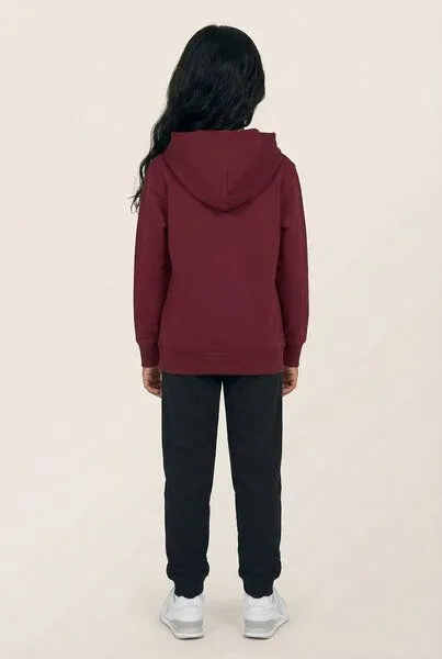 THE FACE OF ELEMENTS The Face of Elements Outdoor Is My Happy Place - Relaxed Fit Kids Hoodie aus 100% Bio-Baumwolle, Burgundy (rot), – Produktbild 4 von 4