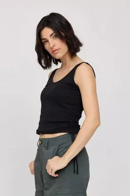 Mazine Mazine Ribbed Tank Top w Gathering - aus Biobaumwolle – Produktbild 1 von 1