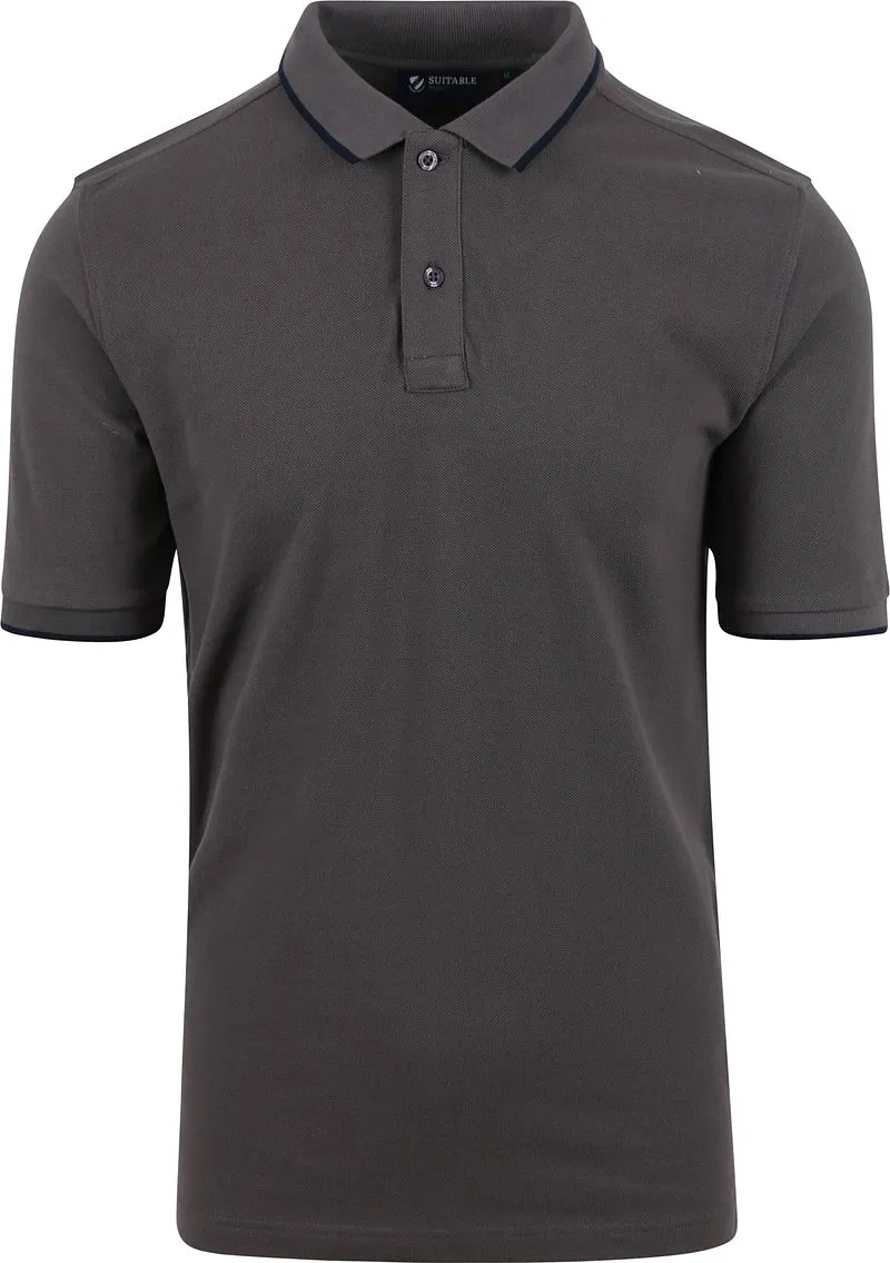 Suitable Suitable Respect Poloshirt Tip Ferry Anthrazit - Größe M, Anthrazit, – Produktbild 2 von 5