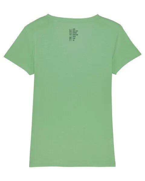 Human Family Human Family Damen T-Shirt mit V-Ausschnitt "Evolution - Stand Against" in 4 Farben, Grün, – Produktbild 1 von 4
