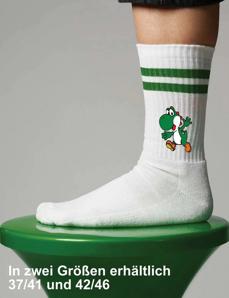 Youth Designz Tennissocken Unisex Socken "Yoshi Game" Aufdruck lustig Geschenk Statement mit verstärkter Verse und Zehenbereich, Grün, – Produktbild 2 von 5