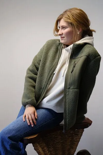 Kultgut Kultgut ProEarth- New Recycling Generation - Kuschelige Sherpa Fleecejacke / With Love, Grün, – Produktbild 2 von 8