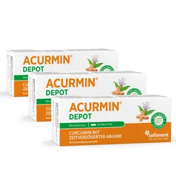 Cellavent Healthcare Depot-Kurkuma Tabletten mit verzögerter Curcumin-Freisetzung – Acurmin DEPOT 180 Stück / 3 Monate – Produktbild 1 von 1