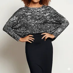 WiDDA WiDDA Damen vegan Longsleeve Slabby Graphic Pattern Grau – Produktbild 1 von 1