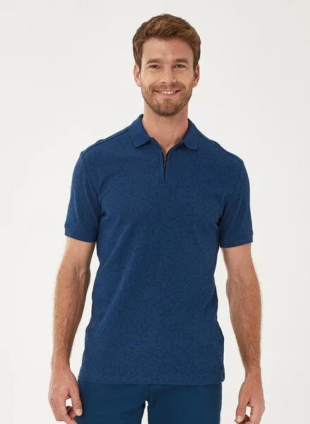 ORGANICATION ORGANICATION Poloshirt aus Bio-Baumwolle mit Reißverschluss, Navy, – Produktbild 1 von 4
