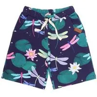 Walkiddy Kinder Shorts GOTS zertifiziert, dunkelblau, „Colorful Dragonflies“ Allover, Kordelbund, weich – Walkiddy – Produktbild 1 von 1