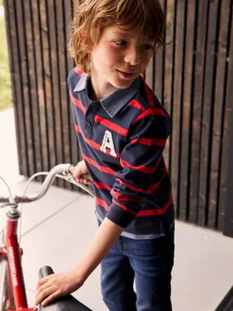 Vertbaudet Jungen Langarm-Poloshirt mit Lageneffekt – Produktbild 1 von 1