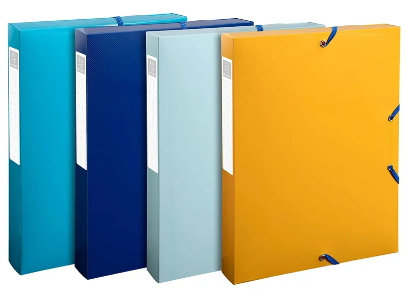Exacompta 8 Exacompta Archivboxen "BeeBlue", DIN A4, Gummizug, 3 Klappen, RB 40 mm, sortiert – Produktbild 1 von 1
