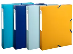 Exacompta 8 Exacompta Archivboxen "BeeBlue", DIN A4, Gummizug, 3 Klappen, RB 40 mm, sortiert – Produktbild 1 von 1