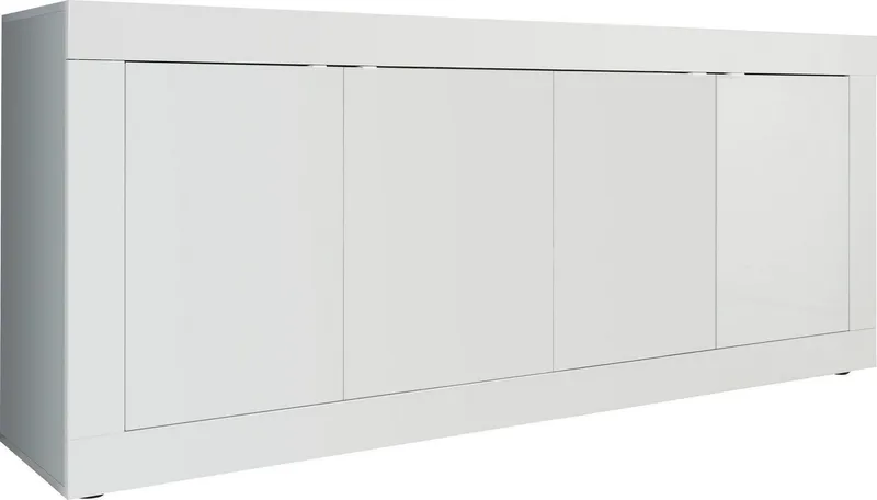 Home affaire Sideboard Basic Breite 207 cm, Kommode 4 Türen, Anrichte, Metallgriff, moderne Rahmenoptik, viel Stauraum, Farbauswahl, Weiß, – Produktbild 7 von 8