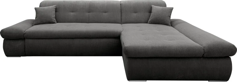 DOMO collection Ecksofa MORIC 300x172 cm, XXL-Sofa mit viel Platz, L-Form, auch in Cord, wahlweise mit Bettfunktion und Armteilverstellung, Cord, Grau, – Produktbild 5 von 8