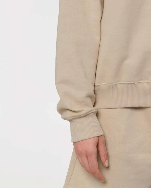 YTWOO YTWOO Oversized Sweatshirt mit kurzem Reißverschluss aus reiner Bio-Baumwolle; Unisex Troyer, Beige, – Produktbild 3 von 3