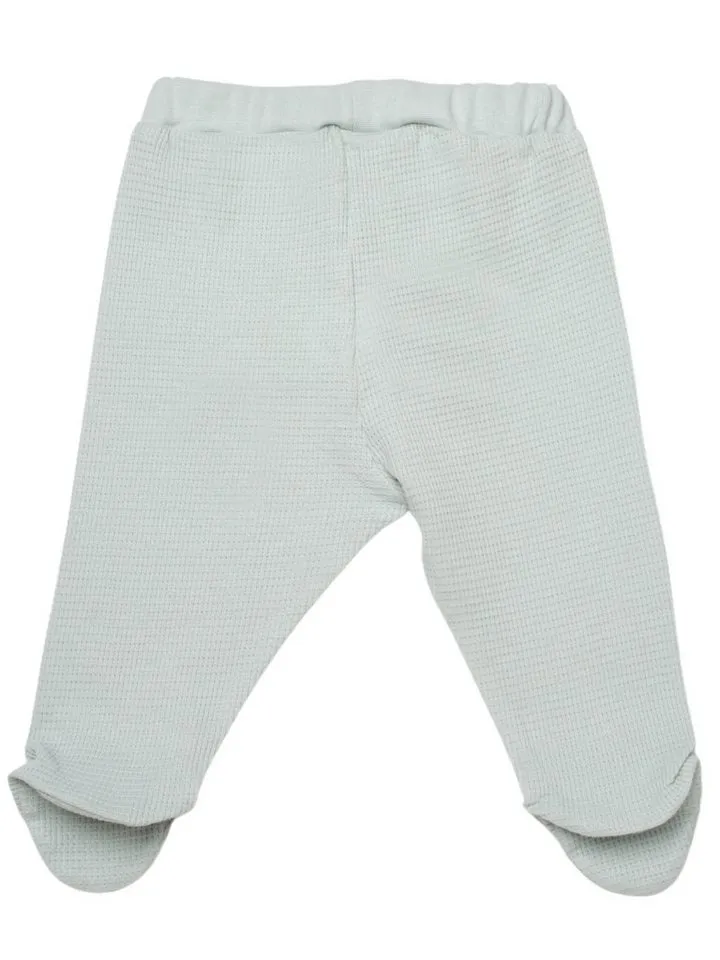 Biorganic Biorganic Funktionshose Baby Waffle Smile für Jungen und Mädchen Unisex Hose mit Fuß (1-tlg) Waffelmuster, Bio-Baumwolle, Größe 56- 74, Grün, – Produktbild 4 von 5