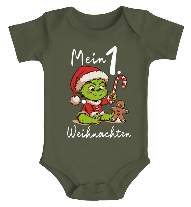MoonWorks Body Baby Body Mein 1. Weihnachten Rentier Grinch Lustig Weihnachtsoutfit, Grün, – Produktbild 2 von 3