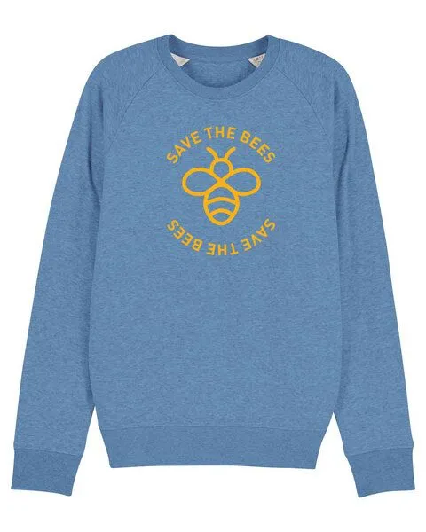 University of Soul University of Soul Herren Sweatshirt aus Bio-Baumwolle "Save the Bees", Mittelblau meliert, – Produktbild 1 von 2