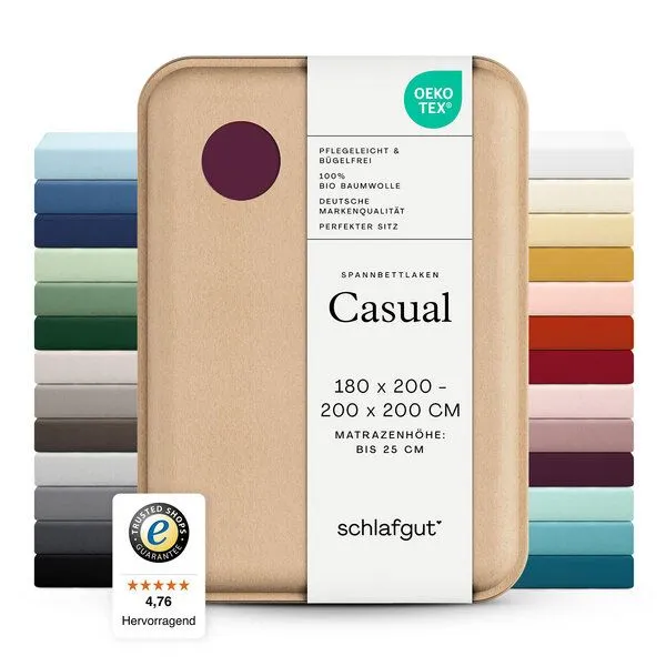 Schlafgut Schlafgut Spannbettlaken Casual Organic - 100% Biobaumwolle, Purple deep, – Produktbild 4 von 5