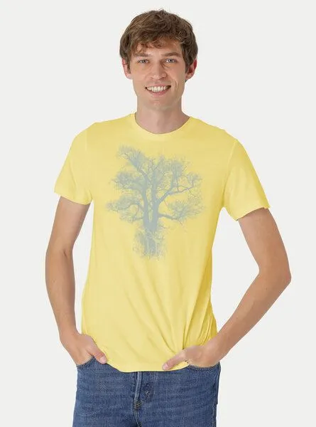 Peaces.bio - handbedruckte Biomode Peaces.bio - handbedruckte Biomode Bio-Herren-T-Shirt Chestnut, Hellgelb, – Produktbild 2 von 3