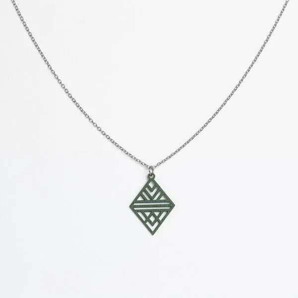 feinformart feinformart Kette mit Holzanhänger 'Tribal Echo', Moosgrün (grün), – Produktbild 1 von 5