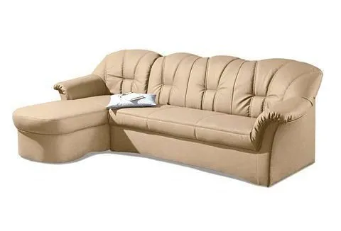 DOMO collection Ecksofa Papenburg, zeitlose Rückensteppung, elegante Formensprache, L-Form, in großer Farbvielfalt, wahlweise mit Bettfunktion, Beige, – Produktbild 3 von 8
