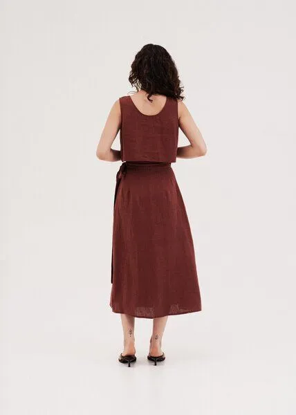 AmourLinen AmourLinen Wickelrock aus Leinen IRIS, Terracotta (rot), – Produktbild 2 von 4