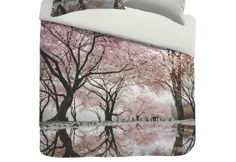 Kayori Kayori Bettwäsche Sognamo Navan Bunt, Baumwolle, 2 teilig, Landschaft, Bäume, Blüten, See, Bunt, – Produktbild 3 von 5