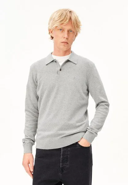 ARMEDANGELS ARMEDANGELS KNIT POLO Herren Polo aus Bio-Baumwolle, Silver melange, – Produktbild 1 von 4