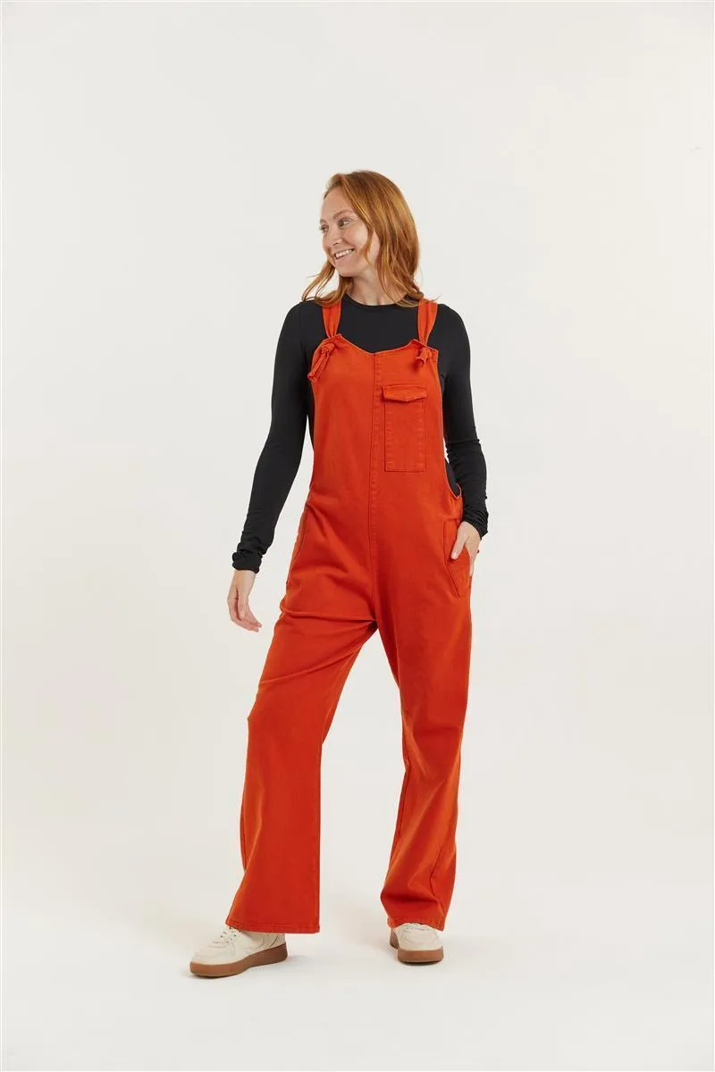 Flax and Loom Flax and Loom Tencel-Baumwoll Latzhose Mary Lou, Burnt orange, – Produktbild 1 von 3