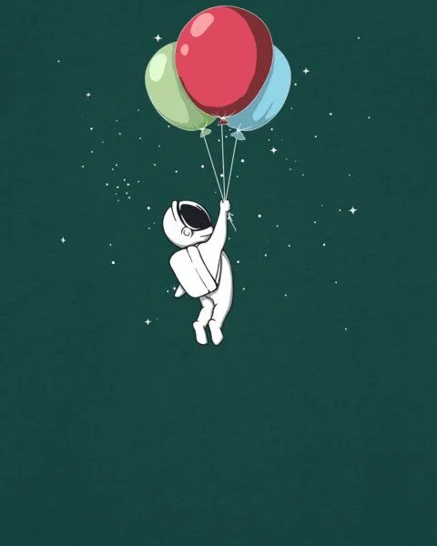 watapparel watapparel T-Shirt Unisex Little Balloon Astronaut, Glazed green, – Produktbild 3 von 3