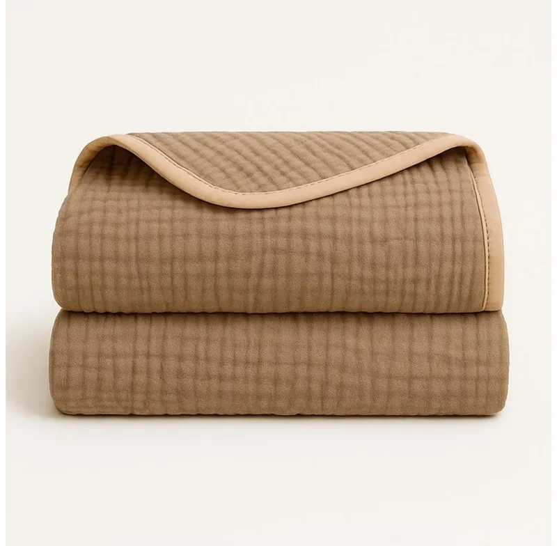Sandiik Plaid Musselin Plaid aus Biobaumwolle in Warm Taube, Sandiik, Made in Stuttgart / Deutschland, Beige, – Produktbild 3 von 3