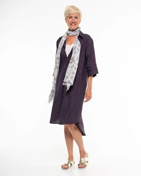 Alma & Lovis Alma & Lovis Legeres Blusenkleid aus reinem Leinen | Leinen Kleid, Blackberry (dunkellila), – Produktbild 2 von 4