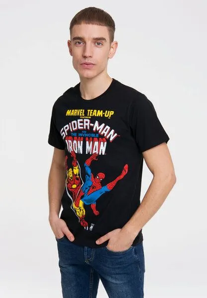 LOGOSH!RT LOGOSH!RT Team Spider-Man & Iron Man - Marvel - 100% Organic Cotton, Schwarz, – Produktbild 3 von 4