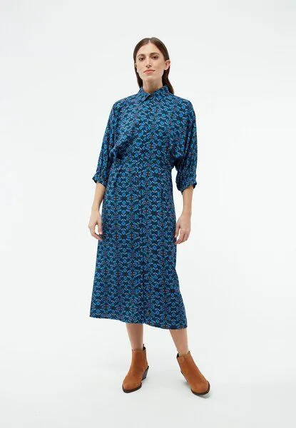 Givn Berlin Givn Berlin Tailliertes Kleid GBNATALINA aus LENZING ECOVERO mit dekorativen Falten, Blue / light pink, – Produktbild 2 von 4