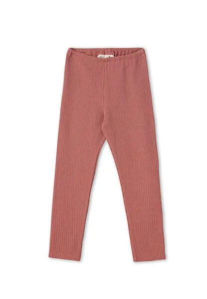 Leela Cotton Leela Cotton Kinder Ripp Leggings aus 100% kba-Baumwolle - Feiner Ripp Struktur 2052, Dunkel mauve, – Produktbild 1 von 2