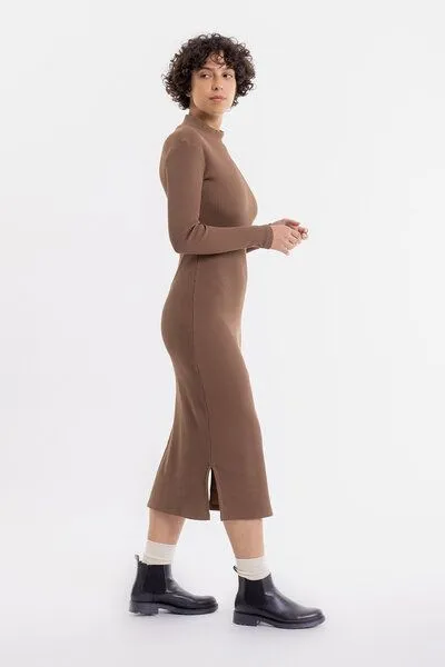 Rotholz Rotholz Mock Neck Kleid aus Rippenstrick, Braun, – Produktbild 3 von 4