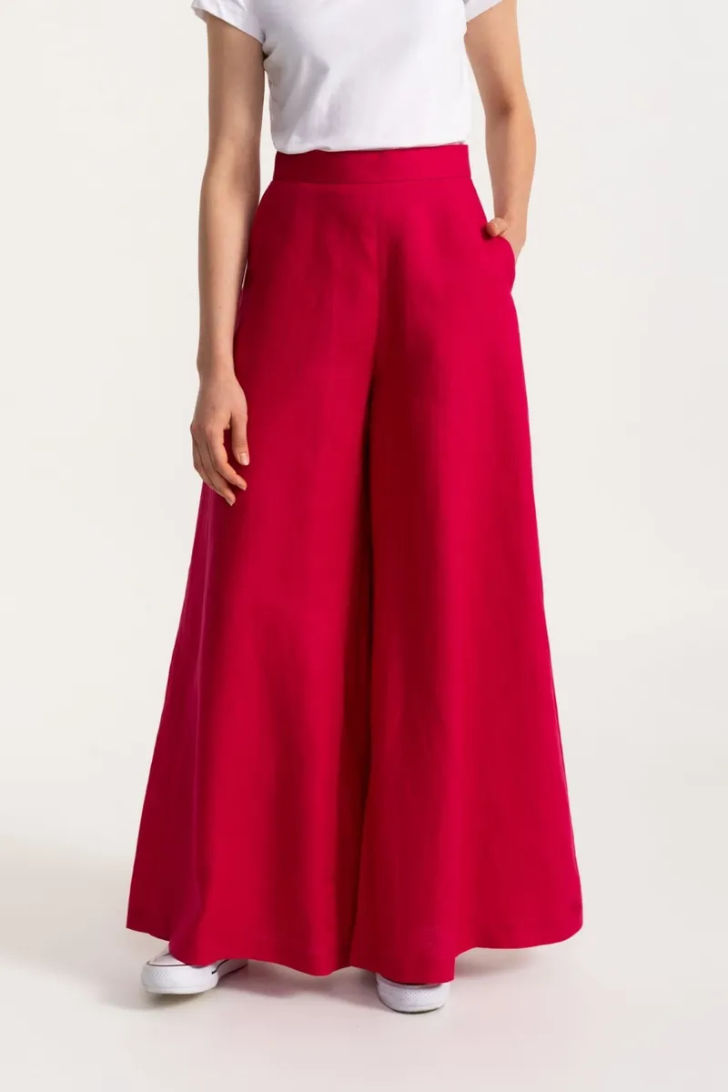 De IONESCU De IONESCU Damen vegan Hose Palazzo Leinen, Dunkelpink, – Produktbild 2 von 2