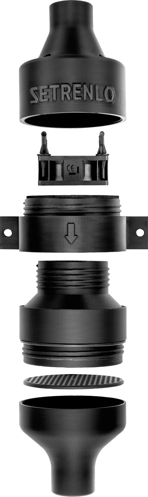 Setrenlo Setrelino Inline-Klo-Entlüftung mit Aktivkohle 24 Volt Standard > 45 m³/h - Toilettenentlüftungen & Zubehör von Setrenlo, Schwarz, – Produktbild 2 von 2