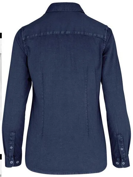 YTWOO YTWOO Umweltfreundliches ausgewaschenes Damenhemd aus Bio-Baumwolle, Navy, – Produktbild 2 von 3