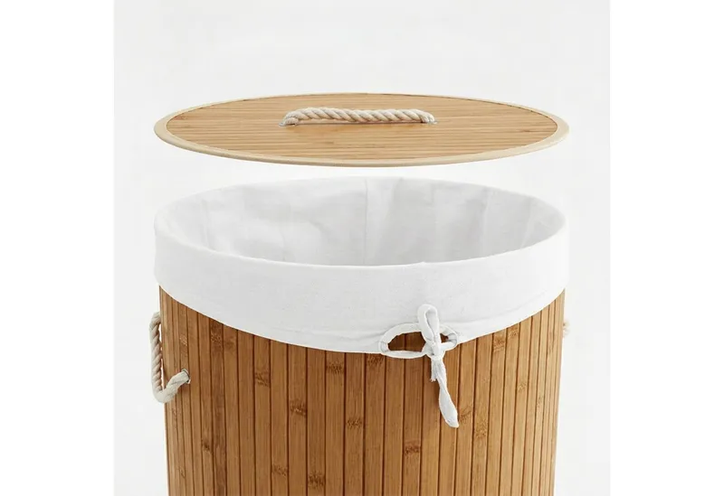 RELAXDAYS RELAXDAYS Wäschekorb Bambus rund (1 St), Braun, – Produktbild 6 von 6