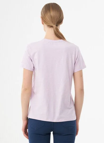 ORGANICATION ORGANICATION Damen Basic T-Shirt aus Bio-Baumwolle mit V-Ausschnitt, Lavender fog, – Produktbild 4 von 4