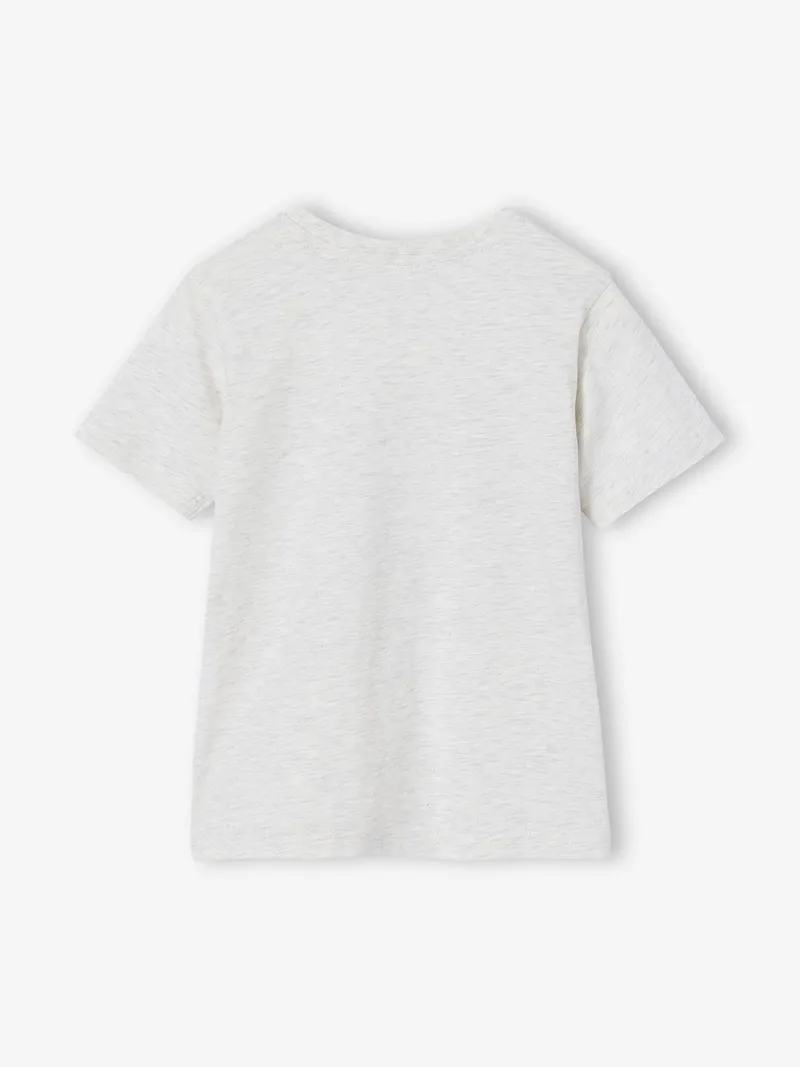 Vertbaudet T-Shirt mit Print für Jungen BASIC, Weiß meliert, – Produktbild 2 von 3