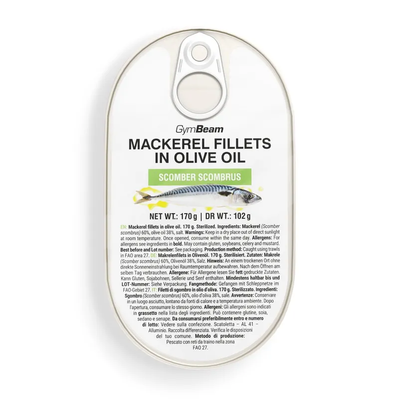 GymBeam Food GymBeam Makrelenfilets in Olivenöl 170 g – Produktbild 1 von 1