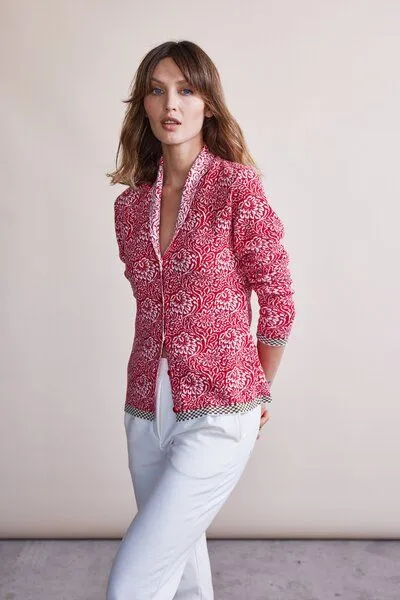 LANA Organic LANA Organic Strickjacke im Jaquardmuster für Damen, Modell Jolie, Luana schwarz - ecru, – Produktbild 2 von 4