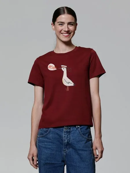 watapparel watapparel T-Shirt Frauen Moin Seagull, Burgundy, – Produktbild 2 von 3