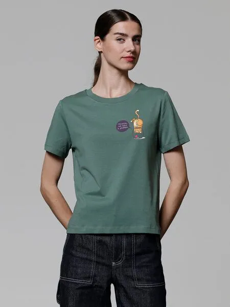 watapparel watapparel T-Shirt Frauen Funny Cat, Green bay, – Produktbild 2 von 3